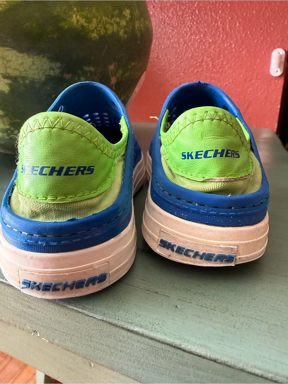 Skechers Blue Slip-On Kids Water Shoes with White Toe